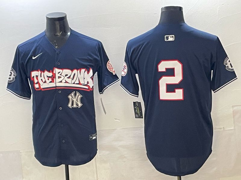 Men 2025 New York Yankees #2 Jeter Blue 4th generations Joint Name Nike MLB Jersey style 02->new york yankees->MLB Jersey